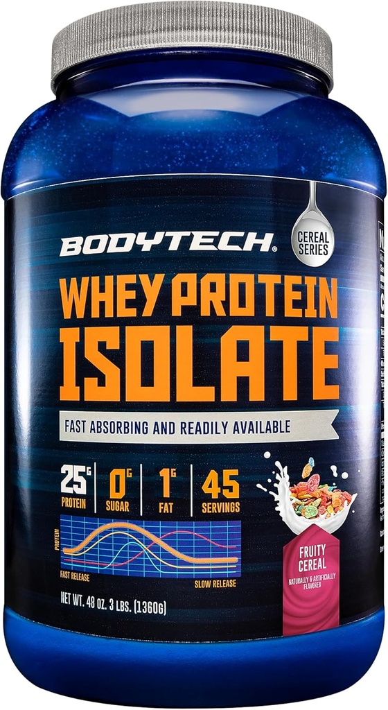 BODYTECH Whey proteini Isolate Toz - Meyve Cereal (3 lbs. / 46 Hizmet)