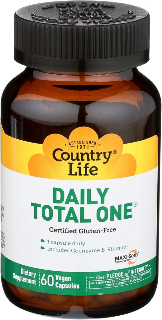 Country Life Daily Total One with Iron - Full Spectrum Digestive Enzyme Blend - 60 κάψουλες χορτοφάγων