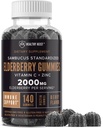 Sambucus Black Elder Gummies with çinko and Vitamin C, 140 Gummies, Chewable Immune Support for Yetişkinler and Kids, Non GMO, Kosher, Pectin, Vegan, Delicious Berry Flavor