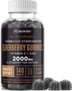 Sambucus Black Elder Gummies with çinko and Vitamin C, 140 Gummies, Chewable Immune Support for Yetişkinler and Kids, Non GMO, Kosher, Pectin, Vegan, Delicious Berry Flavor