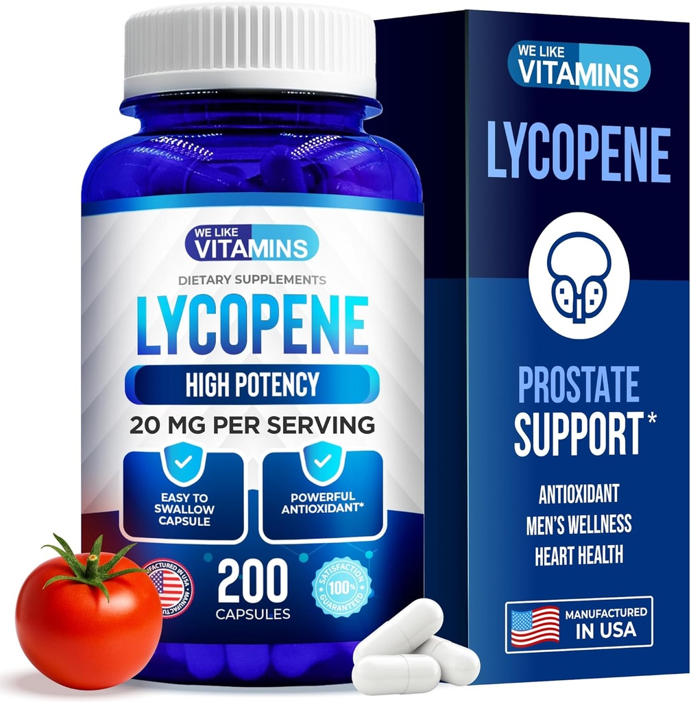 Erkekler için Lycopene Supplements gibiyiz - Lycopene 20mg Per - 200 Capsules - Super Antioksit Immune System ve Prostate Health