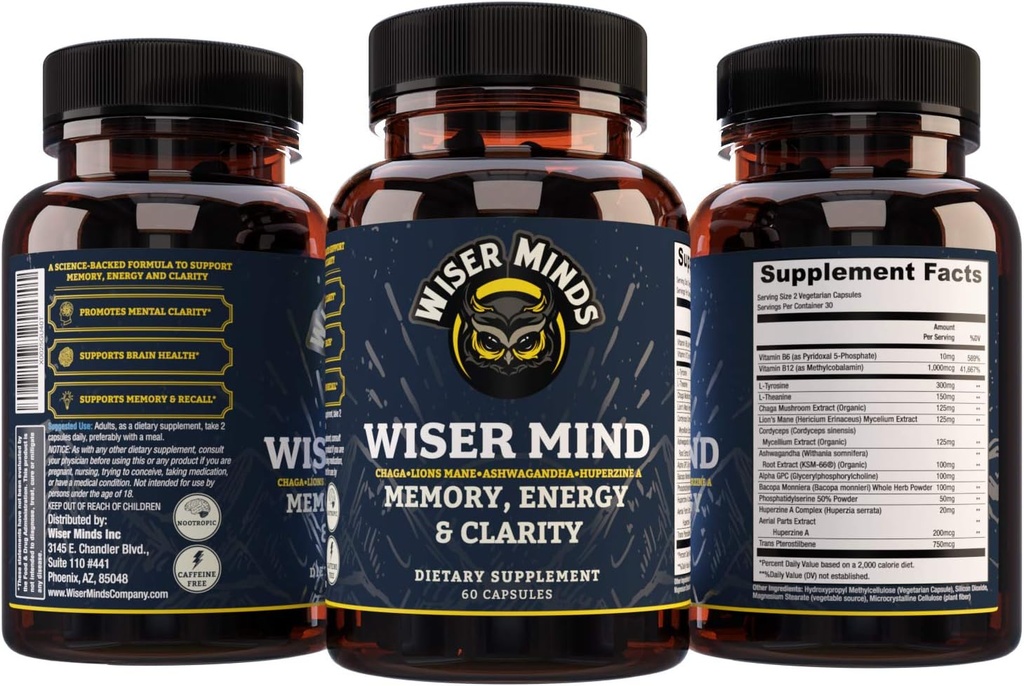 Nootropic | Memory, Focus, mental Clarity Supplement | Lions Mane Ashwagandha