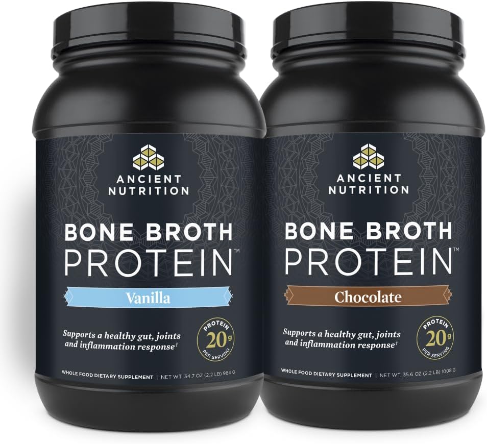 Antik Beslenme Kemik Broth Protein Toz, Çikolata, 40 Hizmet + Bone Broth Protein Toz, Vanilla, 40 Hizmetler