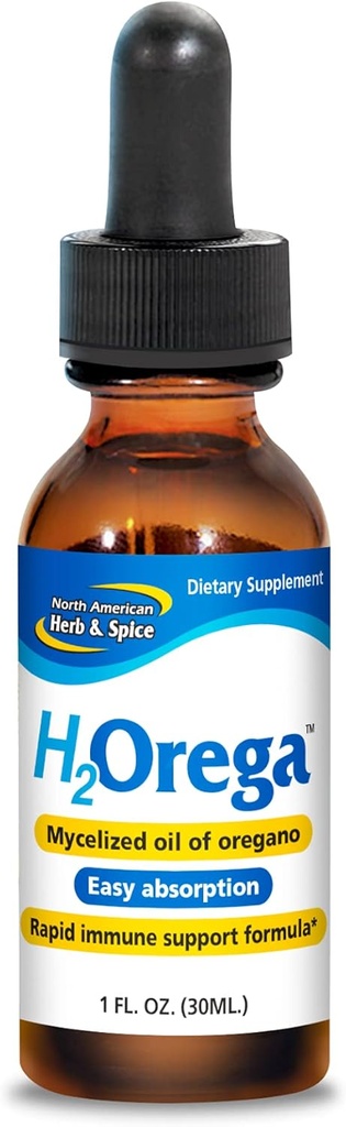 NORTH AMERICAN HERB & SPICE H2Orega - 1 fl. oz. - Mycelized Oil of Oregano - Hızlı Immune Support Formula - Easy Abors - Non-GMO - 173 Servisler