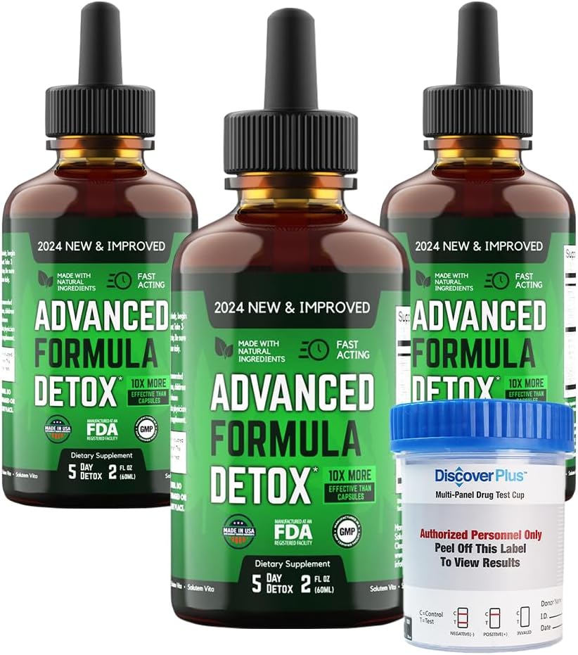 Salutem VitaTM Sıvı Gelişmiş Formula Detox - Test Kupası ile Detox Kit: Total Body Cleanse için Sıvı Diyet Supplement - Toxin Removal - 3 Pack - 2 Fl Oz (20 hizmet)