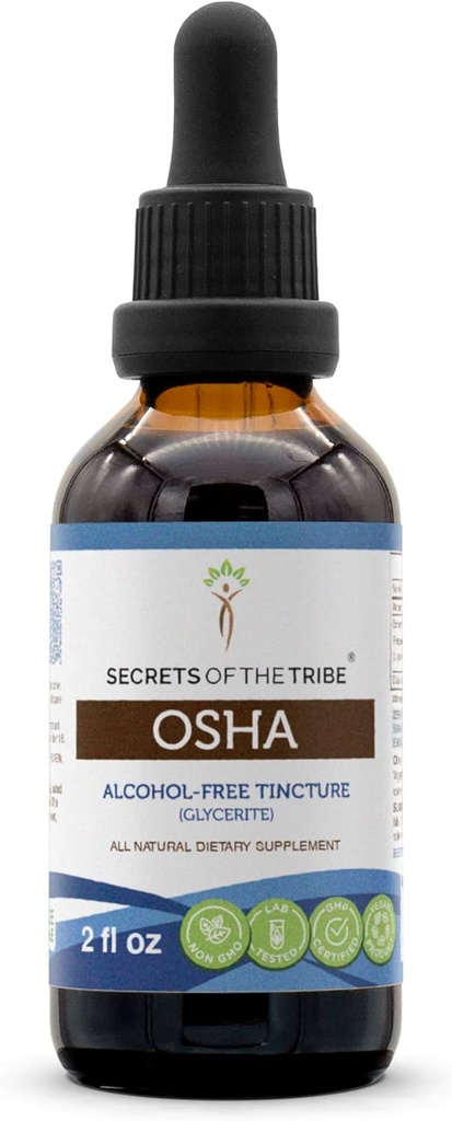 Tribe OSHA Tincture Alkol Özgür Tür, Yüksek Lisans Herbal Drops, Tincture Made from Responsibly farmed OSHA Ligusticum porteri Respiratory System Health 2 oz