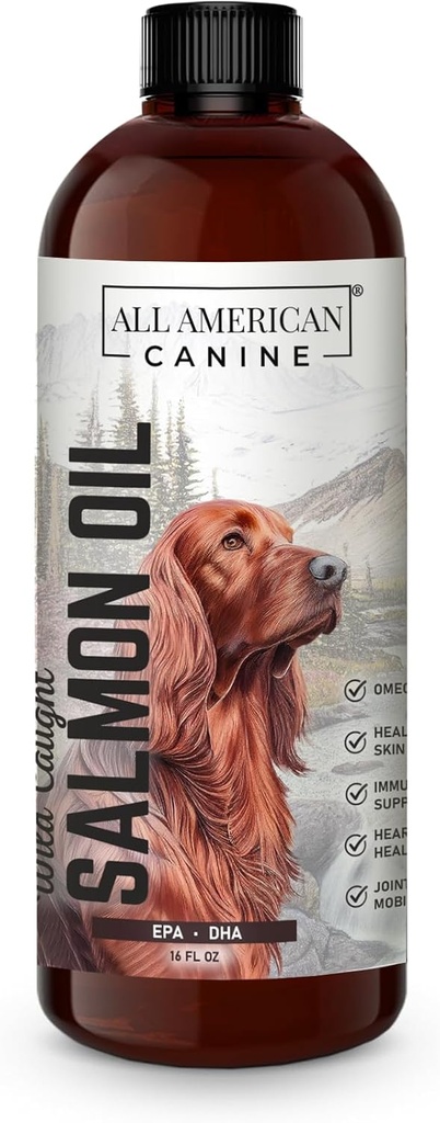 Vahşi Caught Salmon Oil | Optimal Source Omega 3 Fish Oil Liquid Food Supplement for Dogs Skin, Coat, Ortak ve Immune Health, 16 fl oz