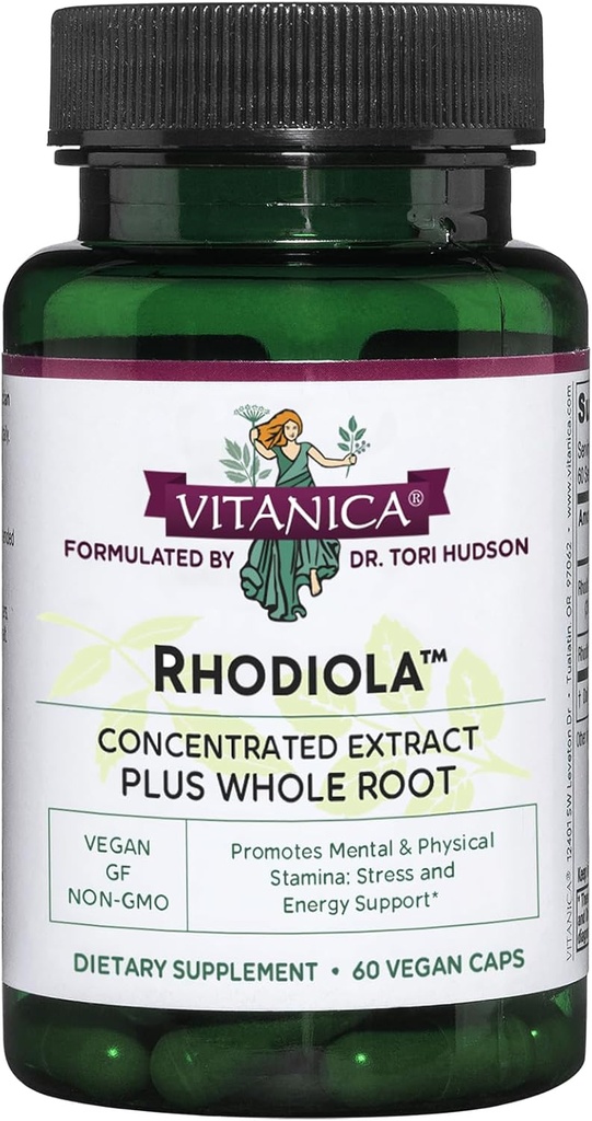 Vitanica Rhodiola Rosea Root Extract 200 mg, Dr. Formulated, % 3 Rosavins &% 1 Salidroside, Rhodiola Kök 85 mg, Vegan, 60 Capsules