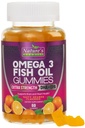 Omega 3 Fish Oil Gummies, Kalp Sağlıklı Omega 3 Gummy Supplement with High Abors DHA & EPA, Ekstra Güçlü Ortak & Beyin Desteği, Lezzetli Balık Yağı Doğası Vitamini - 60 Gummies
