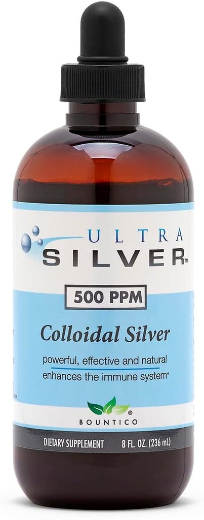 Ultra Silver® Colloidal Silver | 500 PPM, 8 Oz (236mL) | Mineral Tamam | Gerçek Colloidal Gümüş - Dropper