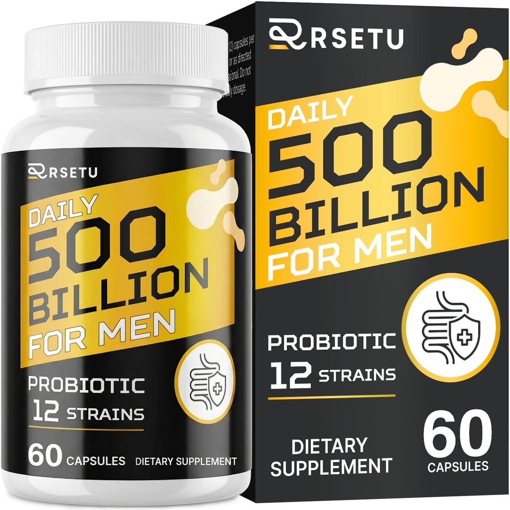 Erkekler için probiyotikler, 500 Milyar CFUs & 12 Strains Mens Probiyotik with Turmeric Cranberry, Cut, Gut Health for Men, For Digestive Health, Gut, Bloating & Gas, Immune, Energy Support, 30-Day Supply