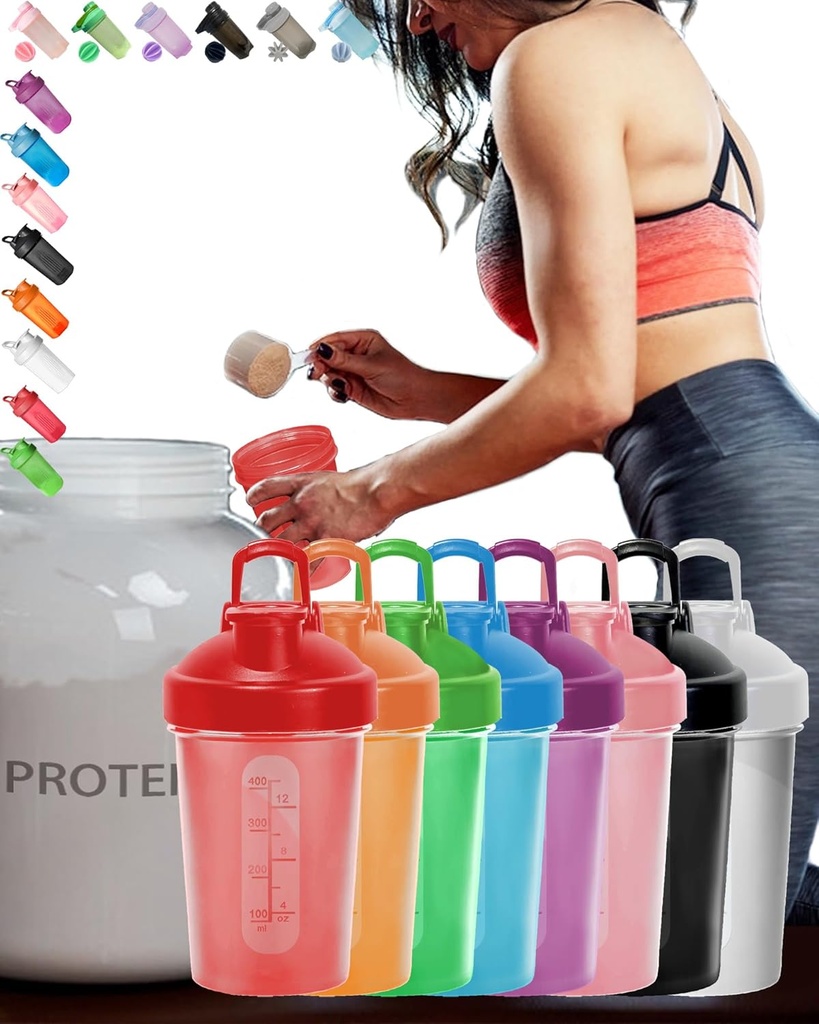 EBAT 16 Piece Renkli AntiDropBPAFREELeakProofProtein Shaker Şişe Değer Paketi w. Whisk Ball & Ergonomik Tasarım &, 8 Benzersiz Renk Değer Paketi (Görünüşe bakınız) için