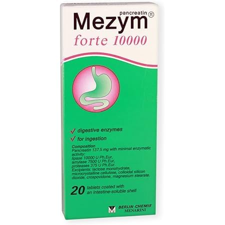 Grace nnvg Mezym Forte 10000, 20 Tablet (Dietary Supplement, Pancreatin Enzymes for Digestion Support)