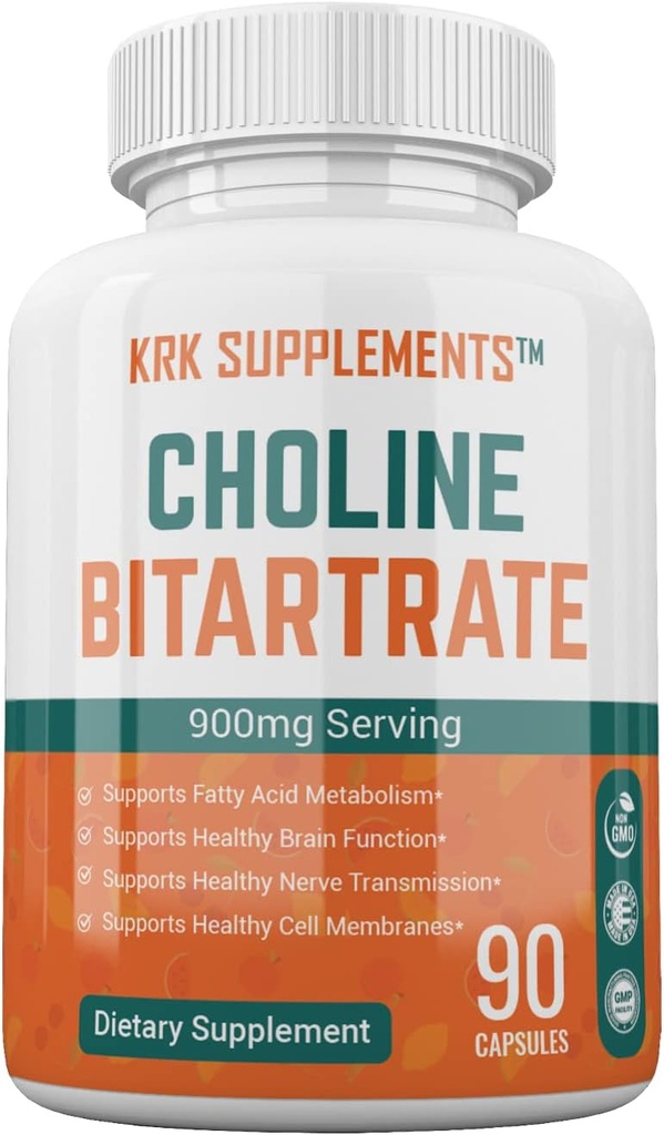 1 συσκευασία χολίνης Bitartrate 900mg ανά υπηρεσία 90 κάψουλες KRK συμπληρώματα