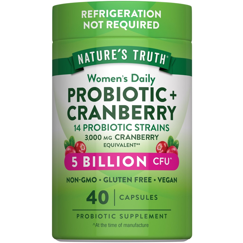 Nature's Truth Probiyotiks for Women | 5 Milyar CFUs Daily | 40 Vejetaryen Capsules | Cranberry | Non-GMO & Gluten Free | No Refrigeration Needed