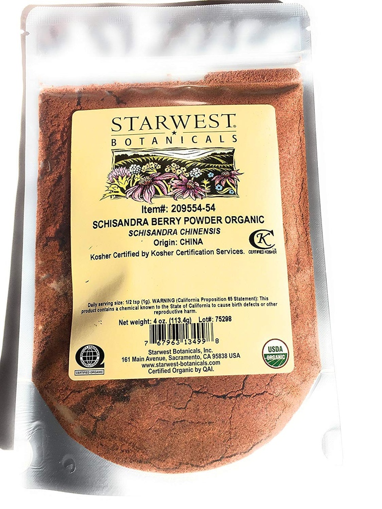 Schisandra Berry σκόνη οργανικά 4 oz StarWest Βοτανικά