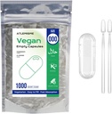 Boş Vegan Capsules Boyut 000 - Vegan Capsules Boş (1000 Kont) Boş Kapsüller DIY Sebze Kapsülü - Veggie Capsules 2 Micro Lab Spoons for Capsule Filling