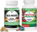 Lunakai USA Superfood Fruits & Veggies Supplement & Irish Sea Moss Sche with 4 Blends, Black Seed Oil & Ashwagandha for Immune & Wellness Support