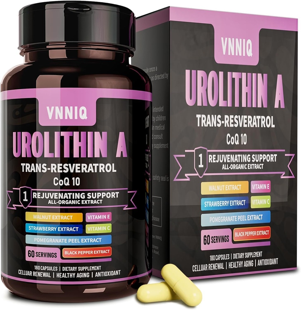 9-in-1 Urolithin A (1200 mg) Trans-Resveratrol ve CoQ10: Wellness Elixir