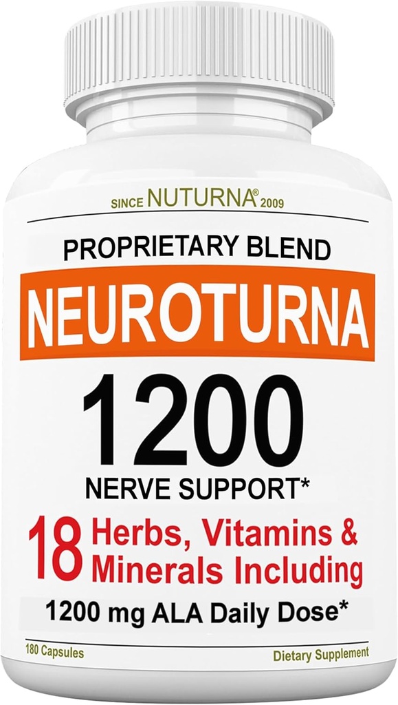 Neuropati 1200 mg Pure Alfa Lipoic Asit ile Tamamlandı - Parmaklarda Nerve Formula, Hands, Toes, & Foot - En İyi Doğal Nerve Relief Support - 180 Capsules