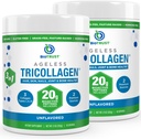 BioTrust Tri Collagen Toz - 3-in-1 Hydrolyzed Collagen Hydro Toz (Types I, II, & III) - Grass Fed Collagen Protein Tozu Anti Aging, Skin, Hair, Bone & Joint Health - Unflavored, 2Pack