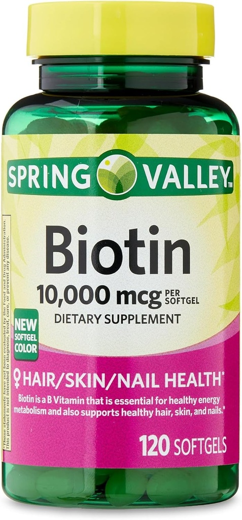 IKJ Biotin Saç/Skin/Nails Health Diyetary Supplement Softgels, 10.000 mcg, 120 Count