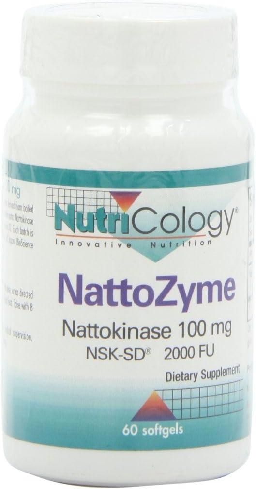 Nutricology NattoZyme - Nattokinase Supplement NSK-SD 2000 FU, 100 mg, Erkekler ve Kadınlar için, Hipoallergenik, Kalp Desteği için Formula - 60 Vegetarian Softgels