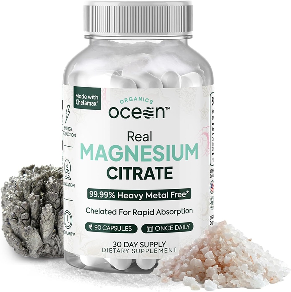 Organiks Ocean Real Magnezyum Citrate - Yüksek Aborpsiyon Magnezyum Supplement - Magnezyum Energy, Relaxation ve Regularity
