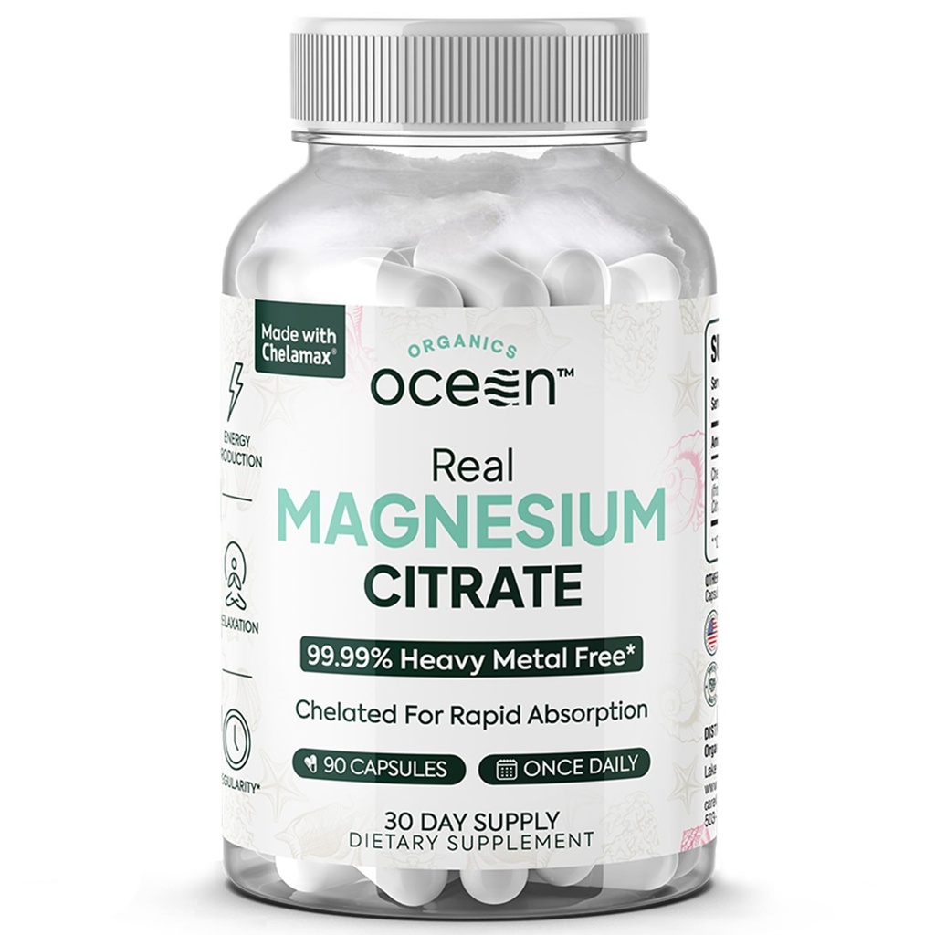 Organiks Ocean Real Magnezyum Citrate - Yüksek Aborpsiyon Magnezyum Supplement - Magnezyum Energy, Relaxation ve Regularity