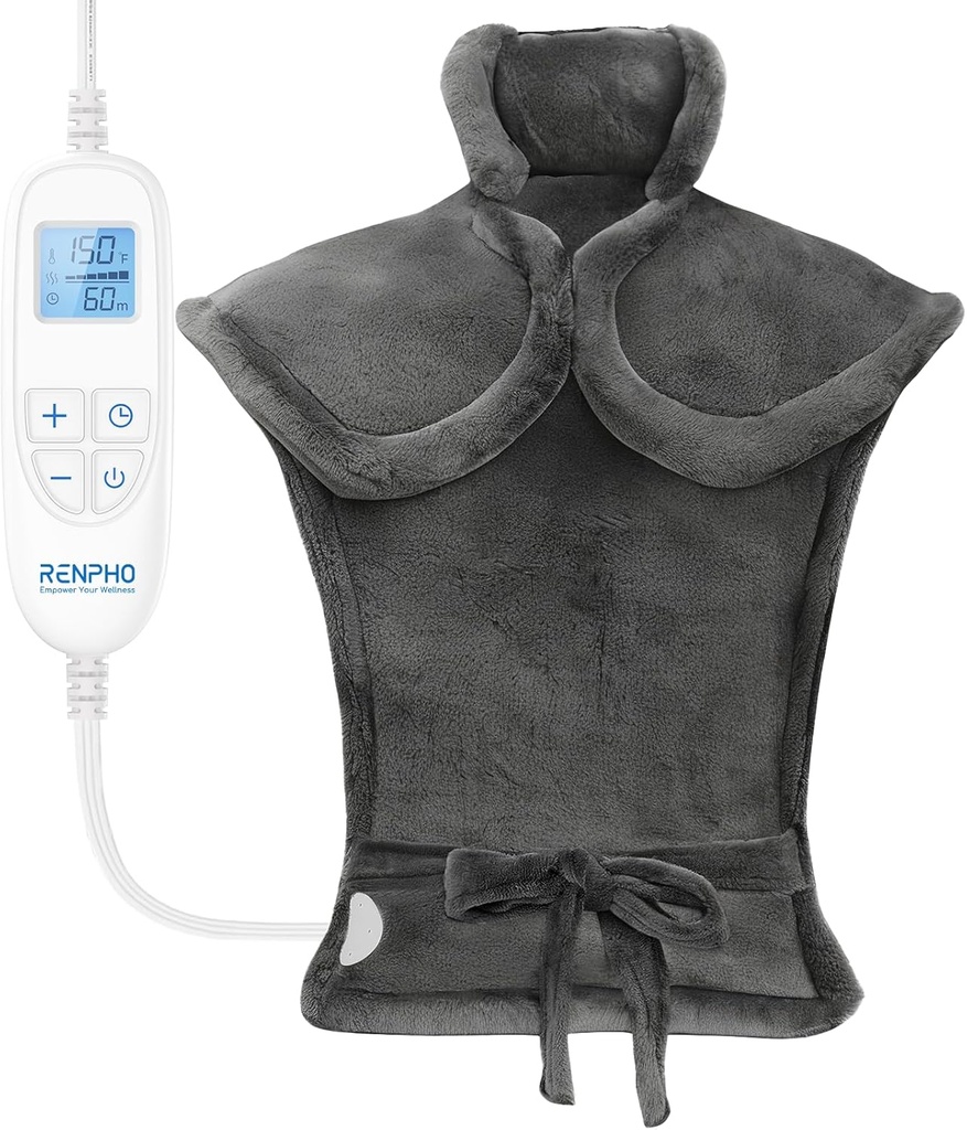 Geri Ağrı Yardımı için RENPHO Elektrikli Isıtma Pad, Kadınlar için Doğum Günü Noel Hediyesi Baba Elderly, FSA Eable Maddeler Sadece Liste, Büyük Heat Pad for neck Omuz omuzları, 24"x33", ETL sertifikalı, Gray