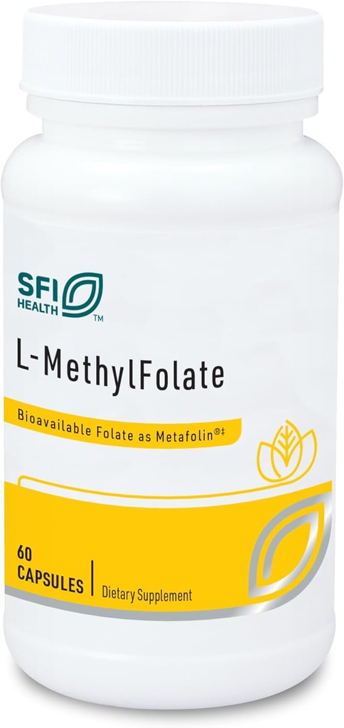 Klaire Laboratuvarları SFI Health L-Methylfolate - 1000 mcg Folate Highly Bio available, hipoallergenik 1000 Micrograms (1 Milligram) Metafolin L-5-MT (60 Capsules)