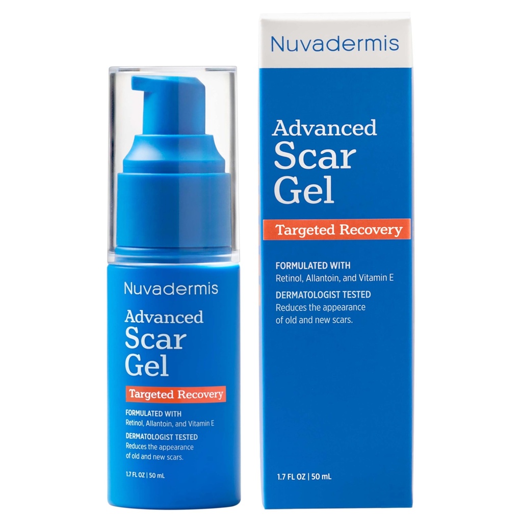 NUVADERMIS Silikon Scar Gel - 1.7 Fl Oz, Gap Gel - Cerrahi Yaralar için Retinol & Vitamin E Formula - C-Section, Tummy Tuck & Keloid Care