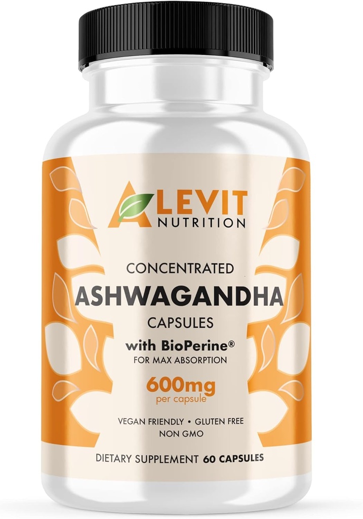 Organik Ashwagandha 600 mg - 60 Kont (2-Month Supply) - Vegan - BioPerine for Improv Abors - Stres, Mood & Wellness Support