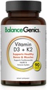 D3 Sağlıklı Kemikler ve Kaslar için K2 - Diyetsel Tamam Destekler Immune System, Kas Fonksiyonl & Genel Wellness - Organik Formula ile Gıda Tamamı - 50mcg D3 &75