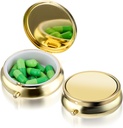 Pill Box Purse & Pocket Medicine Organizer Seyahat Pillbox Su Pill Case Metal Pill konteynerleri Vitaminler, Fish Oil, Supplements (Gold)