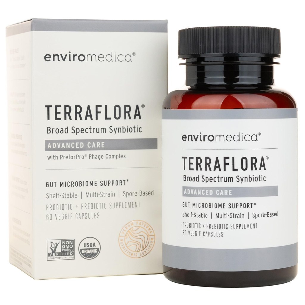Terraflora Advanced Care Synbiyotik - SBO Probiyotik ve Prebiyotik, Digestive & Gut Health, Soil Based Spore Pre and Probiyotiks for Women and Men with Bacillus Coagulans, Subtilis, Vegan - 60 Capsules