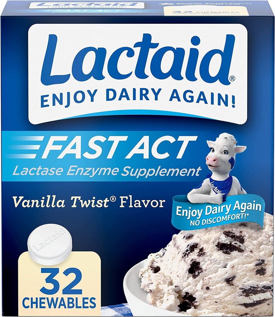 LACTAID Fast Act Chewables Vanilla Twist 32 Tablet (Üçüncü Paket)