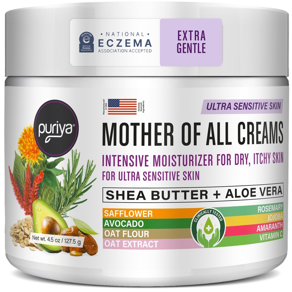 Puriya Ulusal Eczema Birliği, Kremi Kabul Etti 4.5 Oz, Kuru Itchy Skin Relief, Colloidal Oatmeal Lotion, For Kids, Yetişkinler, Face, Hands, Mother of All Creams, Plant-Based Hydration,No Fragrance eklendi