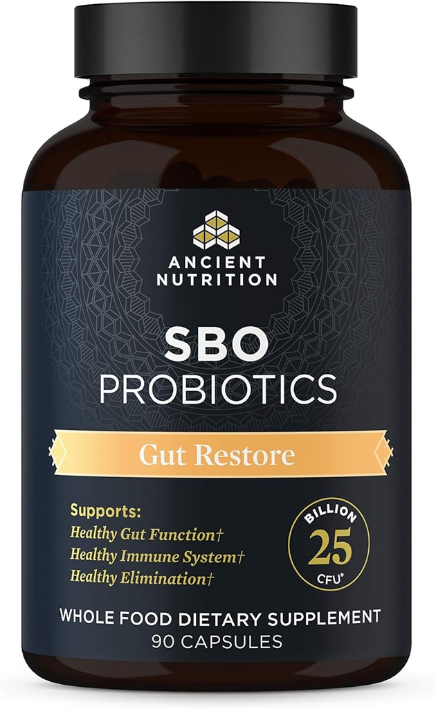 Eski Beslenme Probiyotikleri, SBO Probiyotiks Gut 90 Ct, Gut Health, Digestive and Immune Support, Gluten Free, Superfoods Mix, 25 Milyar CFU* In Service, 90 Capsules