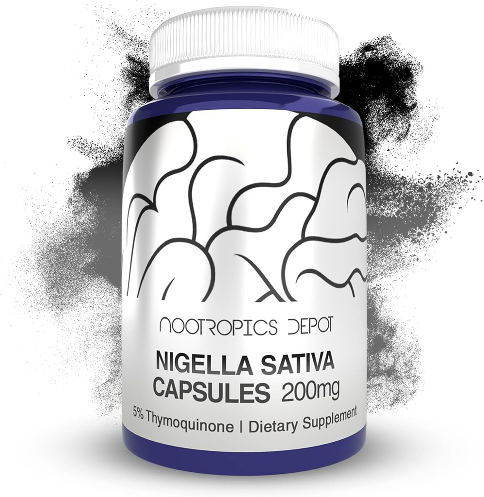 Nootropics Depot Nigella Sativa Extract Capsules | 200 mg | 60 Kont | En Az% 5 Thymoquinone Content | Black Seed Oil Extract | Supports Memory, Liver, Brain ve Immune Function Capsules