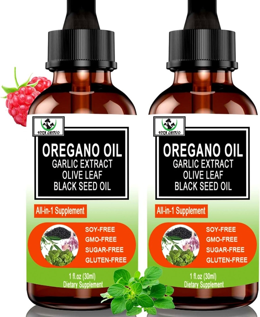 (2 Pack) Immune,Digestive Support & Antioxy, w/Garlic Elderberry Mevsim Destek 6X Aborpsiyon Sıvı Oregano Drops