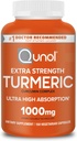 Qunol Turmeric Curcumin Supplement, 1000mg με Ultra Υψηλή Απορρόφηση, για την κοινή υποστήριξη, Κάψουλες επιπλέον δύναμης, 150 Count