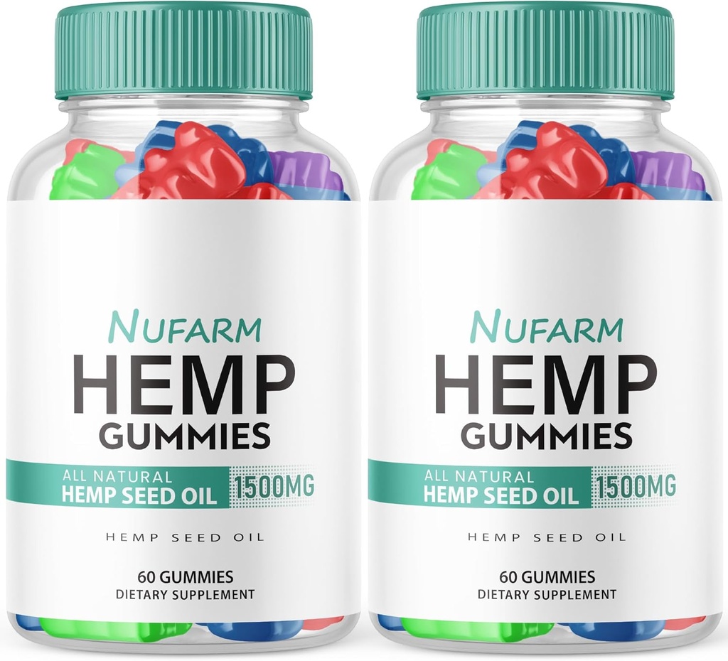 (2 Pack) Nufarm Hemp Gummies - Επίσημη Φόρμουλα - NewFarm Gummies με εκχύλισμα κάνναβης απόδοσης, Nu Farm Gummies Μεγάλη Γεύση, Bio Heal Big Size Gummy, New 2023 1500mg ανά μπουκάλι Νέο (120 Gummies)