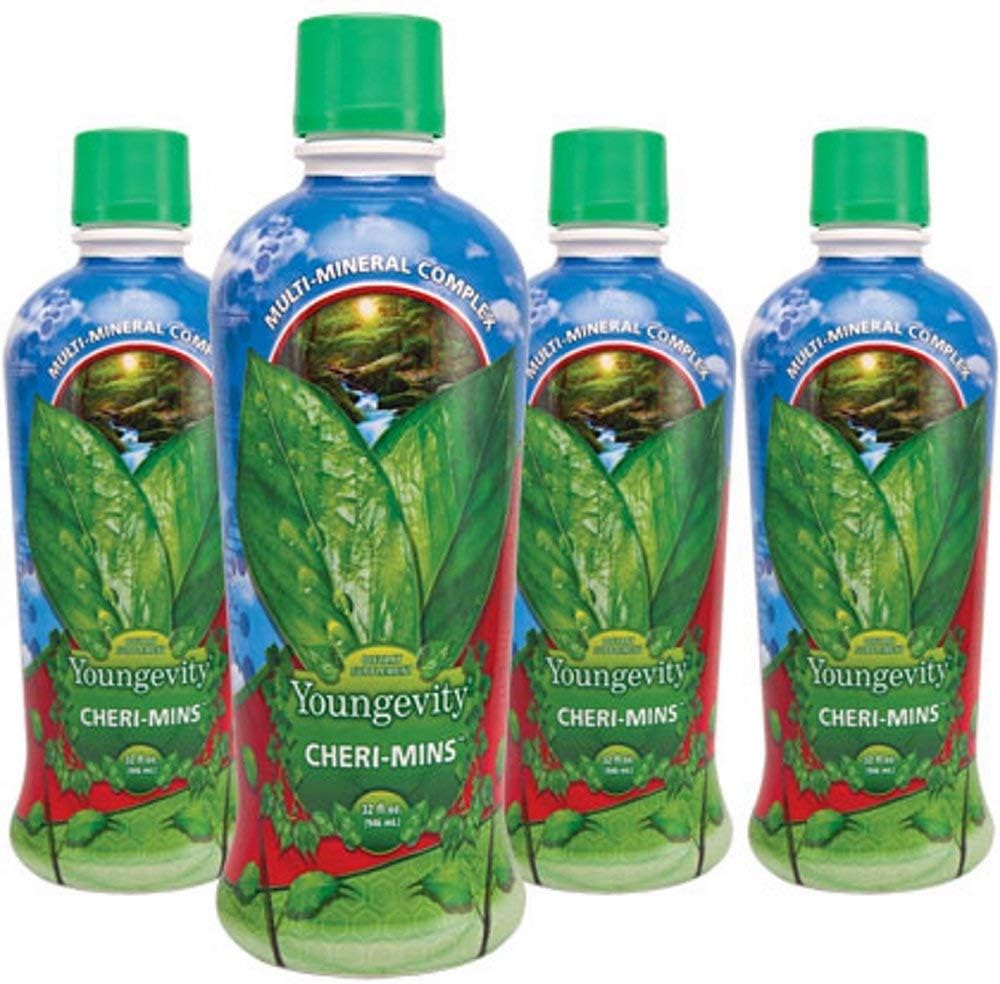 Youngevity Cheri-MinsTM Plant Derived Sıvı Mineraller - Great Tasting Formula - 77+ Doğal Unaltered Trace Minerals - Colloidal Form Humic Shale (32 Fl Oz - Pack of 4)