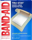 Band-Aid Brand Tru-Stay Yapıştırıcı Pads, ilk Yardım ve Yara Bakımı için steril Bandajlar, Pad Covers & Protections Minor Cuts, Boats & Burns, Hafif, Büyük Boyut, 10 Konte