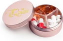 Küçük Pill Case 3 Karşılaştırma, Metal Round Portable Pill Box, Sualtı Seyahat Pill Organizer, Pocket Purse Tıp Vitamini EDC Konteyner (Rose Gold with Queen)