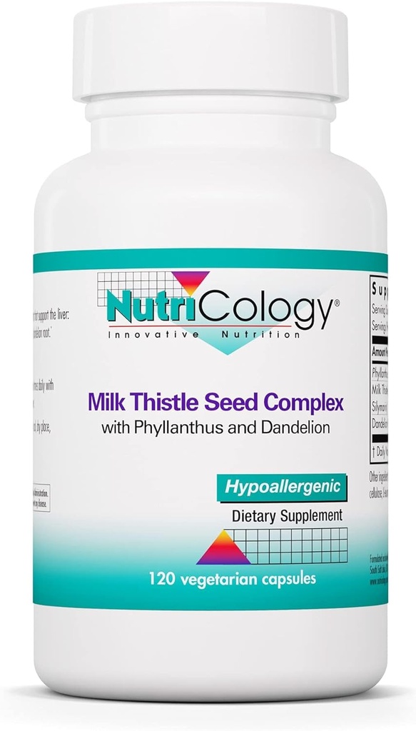 Nutricology Phyllantus Complex Supplement - Liver Health Support, Milk Thistle, Dandelion, Detox, Cleanse, Vegetarian Capsules - 120 Count