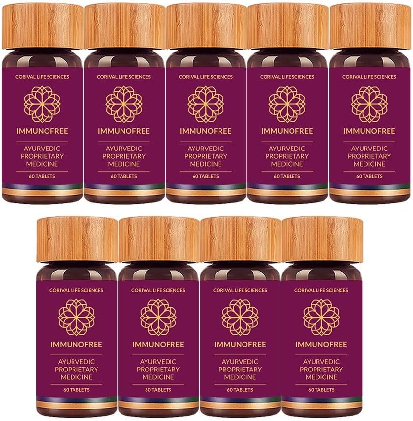 Biogetica Immunofree Herbal Supplement for Immune Support - Natural Potent Assembly of Tulsi, Kalmegh, Yashtimadhu & Giloy for Immune Boost -% 100 Vegan - 60 Tablet- 9 Paket