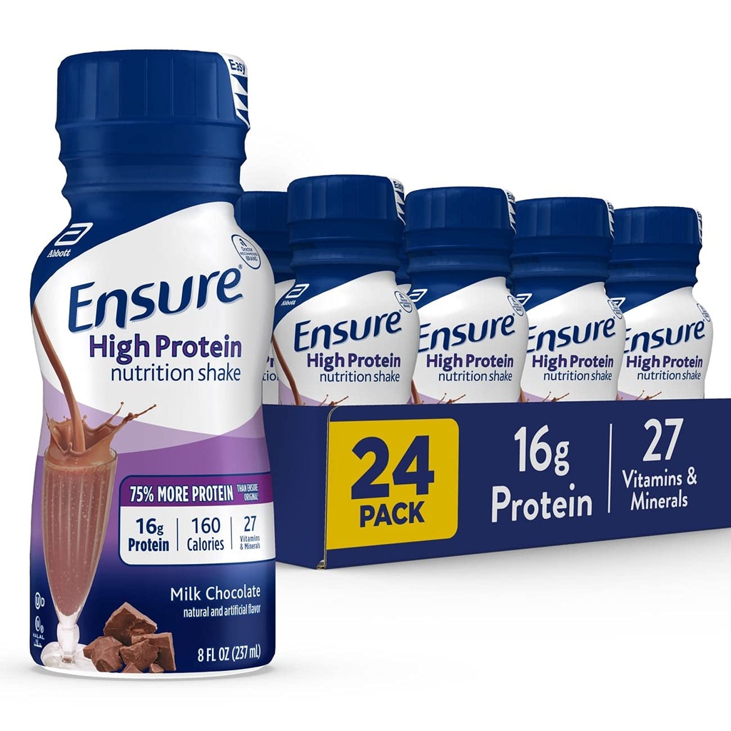 Yüksek protein Beslenme Shake'yi proteinin 16g'sı ile Sağlayın, Hazır-Drink Meal Emekli Shakes, Low Fat, Milk, Chocolate, 8 fl oz, 24Count