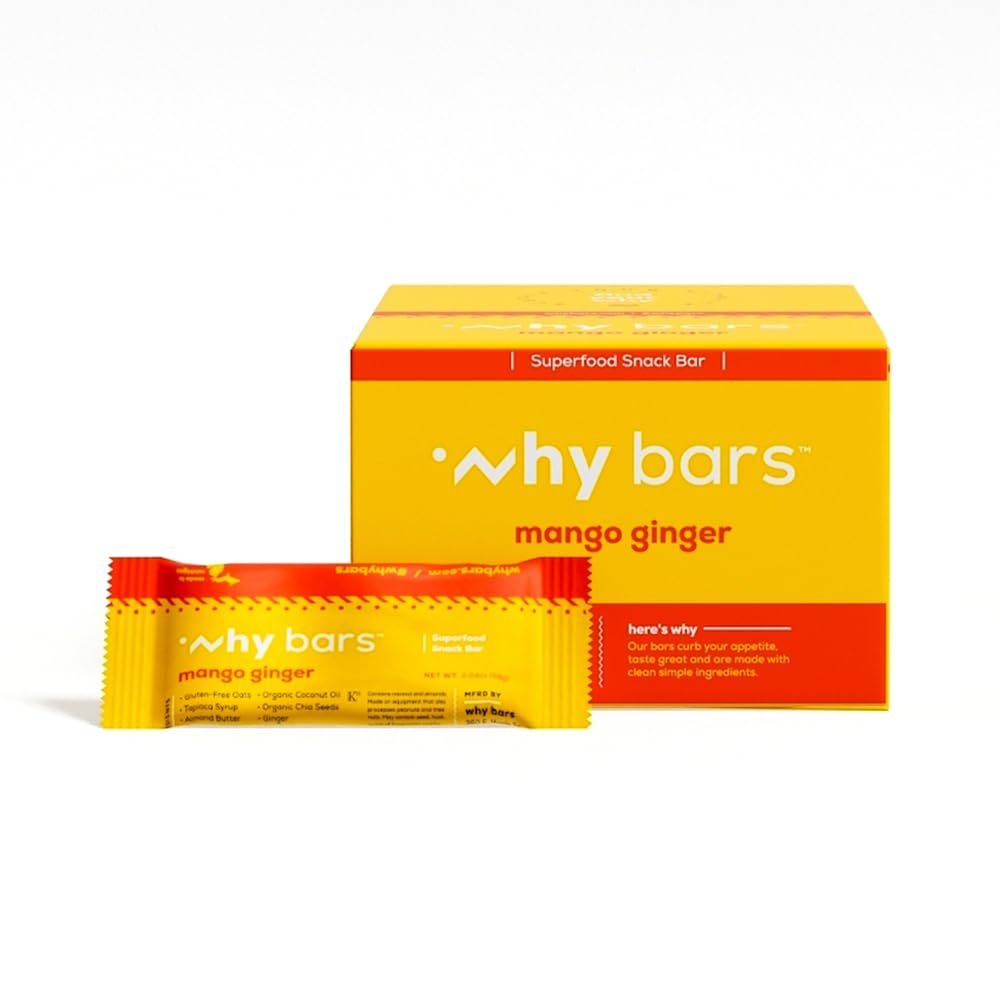 Barlar, Protein Barlar, Mango Ginger, 2.04 Ounce Bars (12 protein Bars) - Protein Bar Superfood, Gluten Ücretsiz, GMO, Organik, Vegan, Basit Malzemeler